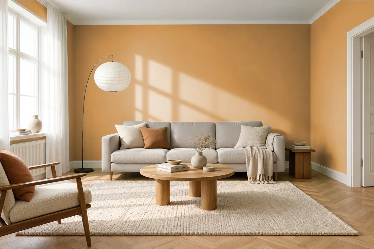 Краска Swiss Lake SL-1084 Amber Room — гостиная в скандинавском стиле