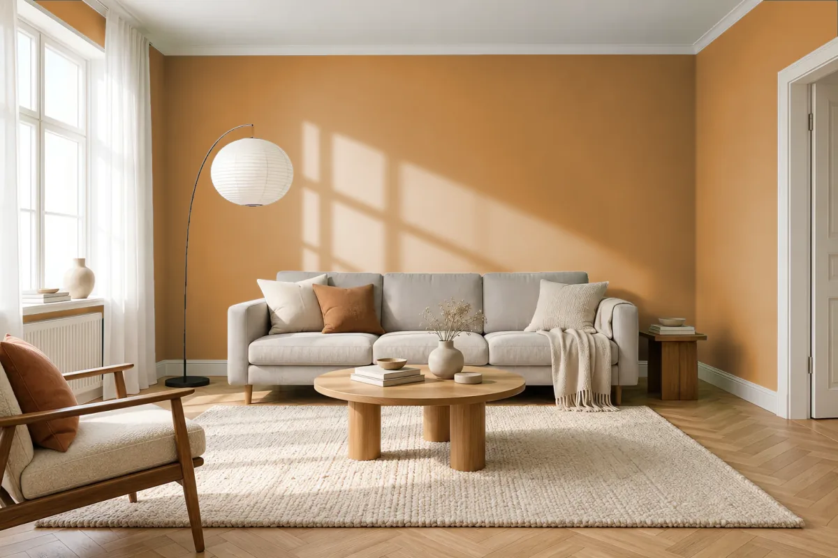 Краска Swiss Lake SL-1090 Golden Oak — гостиная в скандинавском стиле