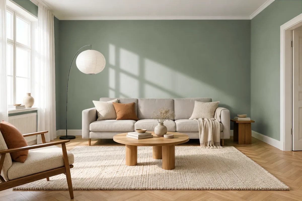 Краска Swiss Lake SL-2644 Dark Green — гостиная в скандинавском стиле