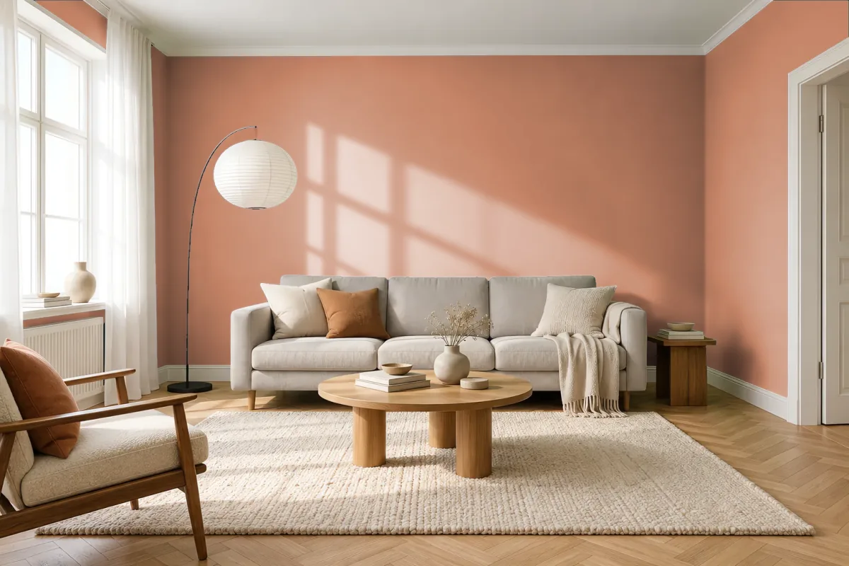 Краска Swiss Lake SL-1633 Terra-Cotta Silk — гостиная в скандинавском стиле