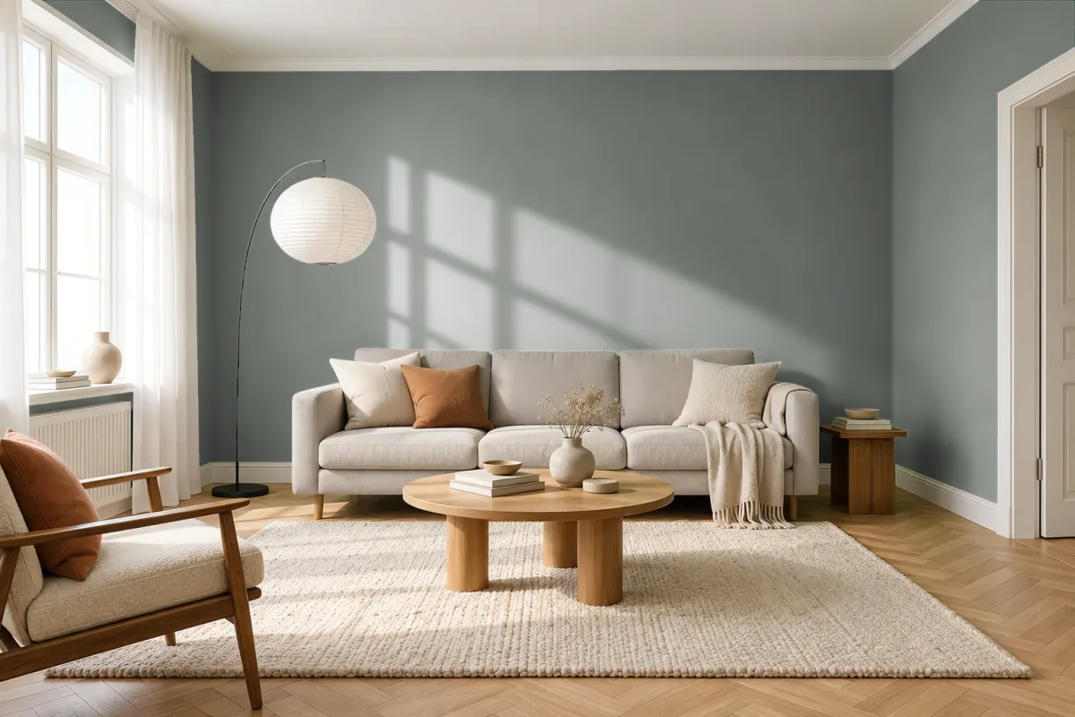 Краска NCS S 6005-G20Y — гостиная в скандинавском стиле
