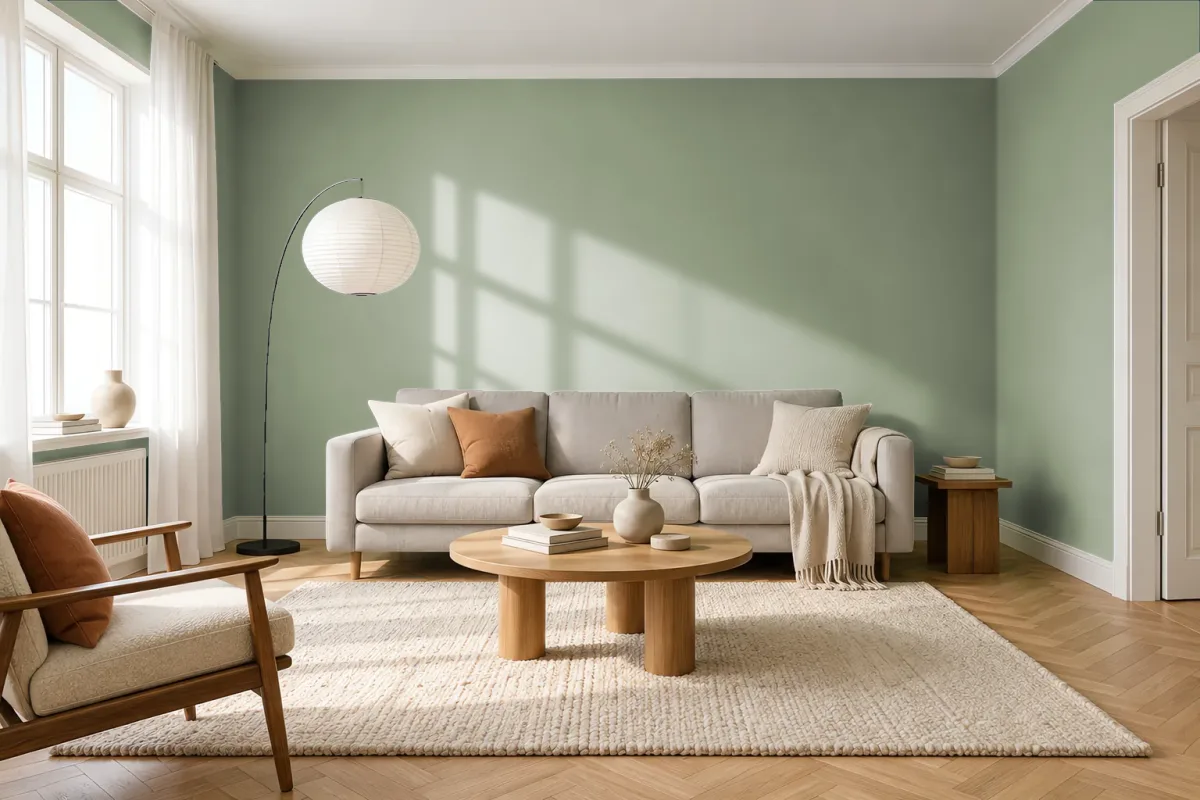Краска Swiss Lake SL-2694 Hulky Green — гостиная в скандинавском стиле