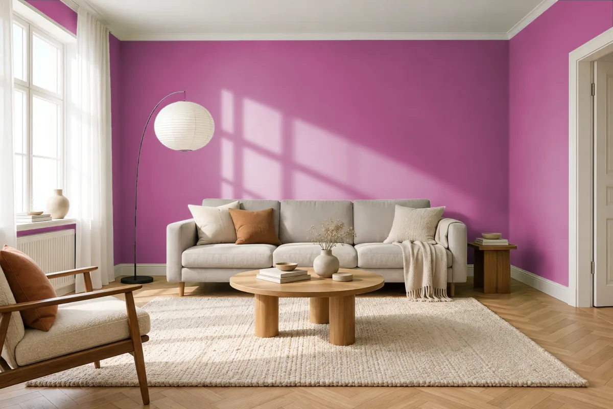 Краска Swiss Lake SL-1693 Geranium Pink — гостиная в скандинавском стиле