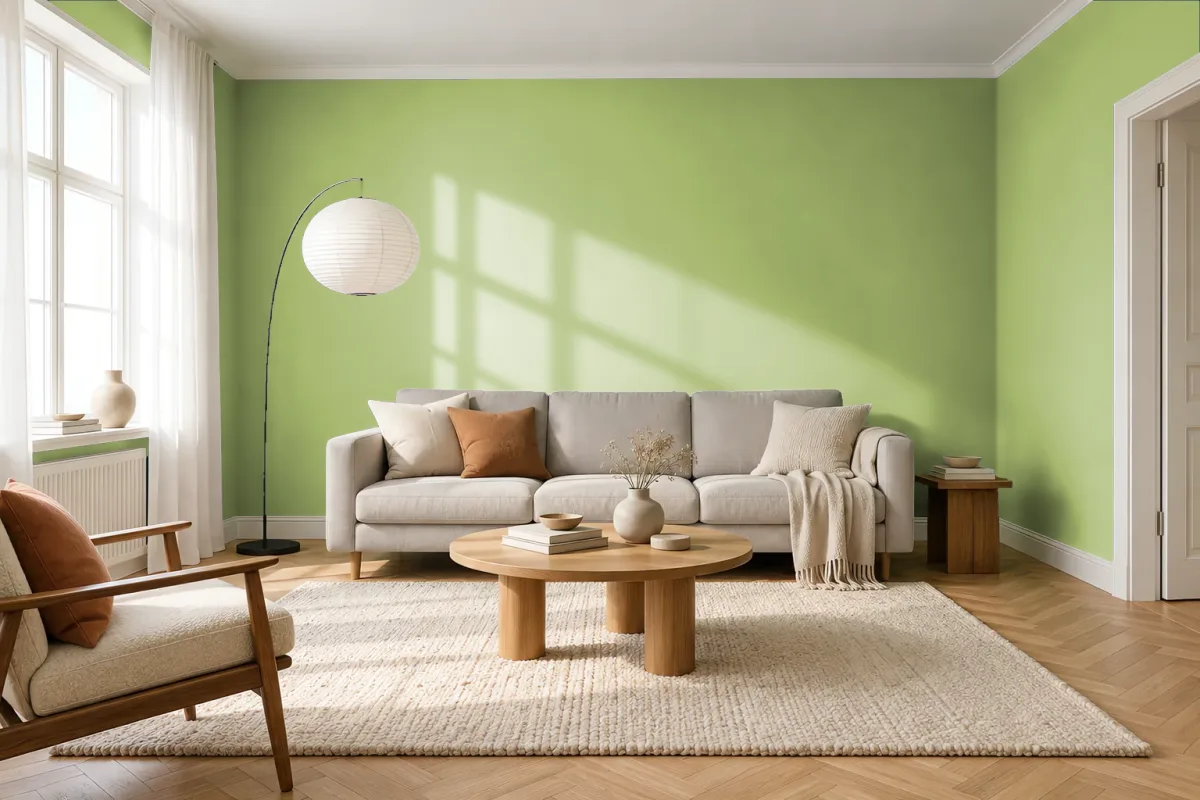 Краска Swiss Lake SL-2492 Lime Green — гостиная в скандинавском стиле