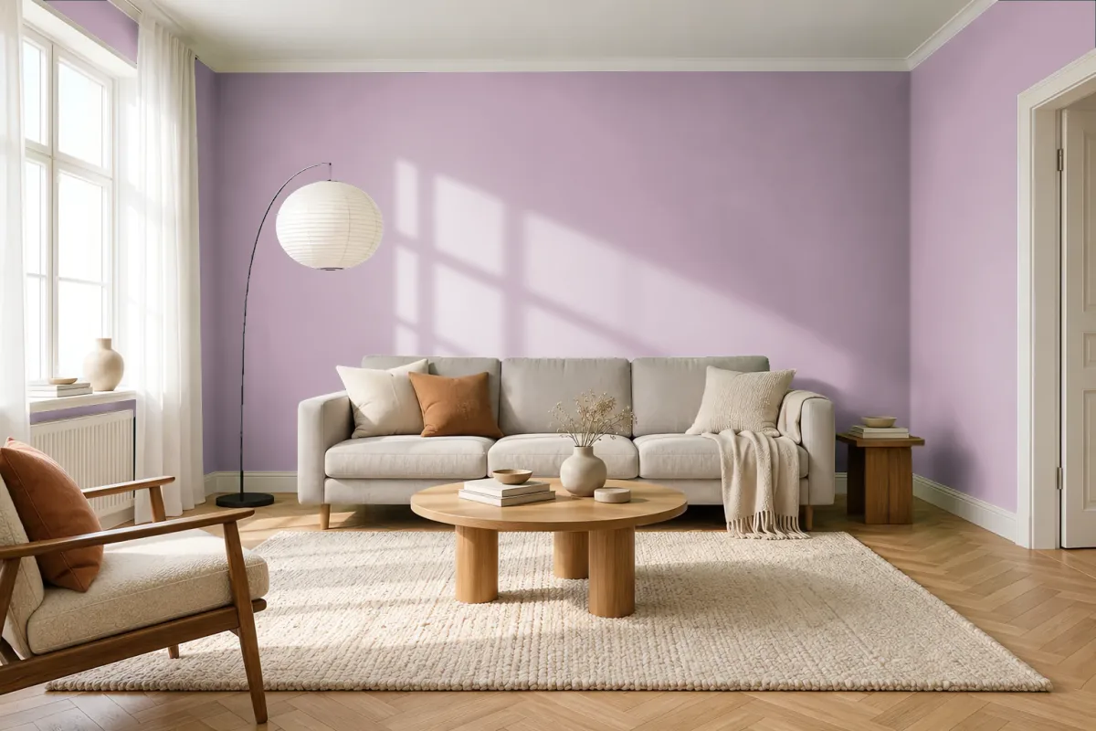 Краска Swiss Lake SL-1726 Haute Pink — гостиная в скандинавском стиле