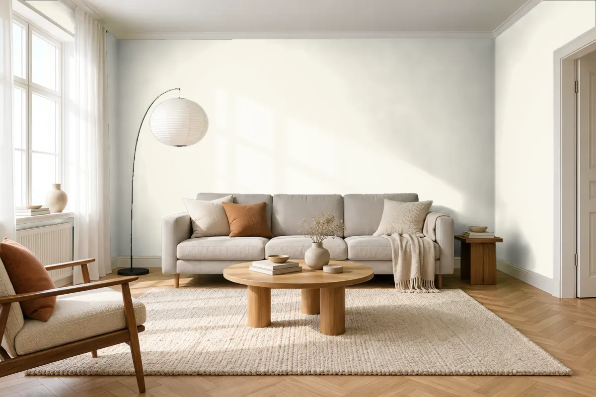 Краска Tikkurila TVT F300 Camelia — гостиная в скандинавском стиле