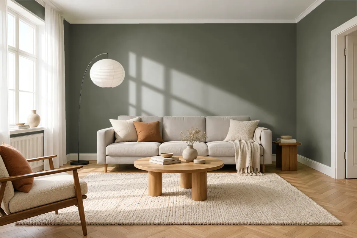 Краска Tikkurila TVT M449 Grotto — гостиная в скандинавском стиле