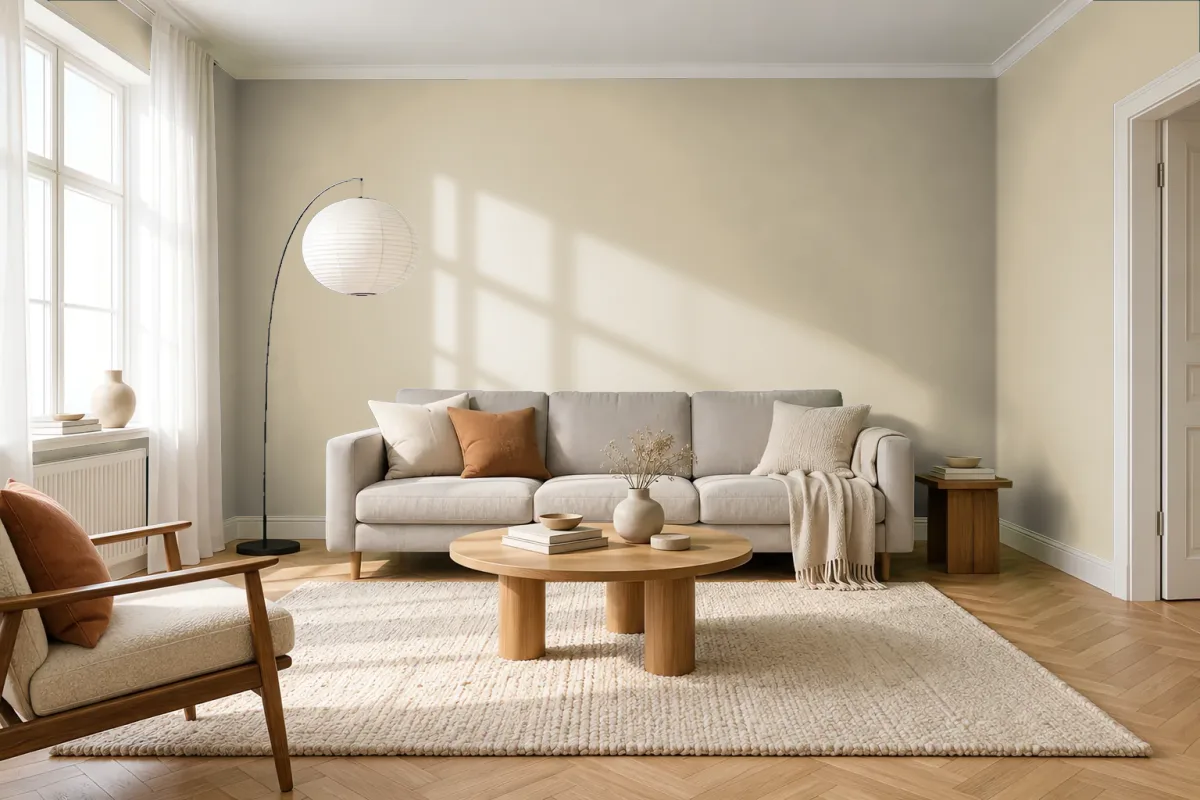 Краска Tikkurila TVT X457 Apatite — гостиная в скандинавском стиле