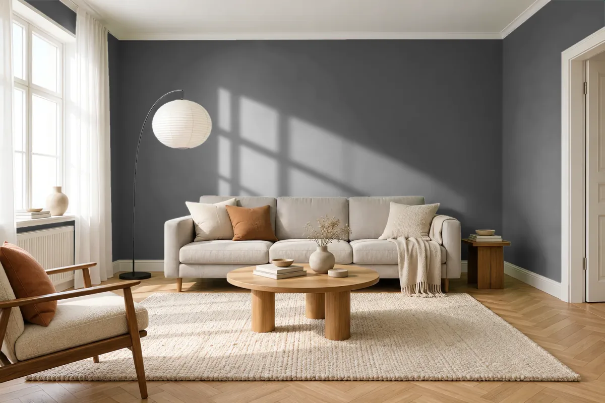 Краска Little Greene LG 228 Lamp Black — гостиная в скандинавском стиле