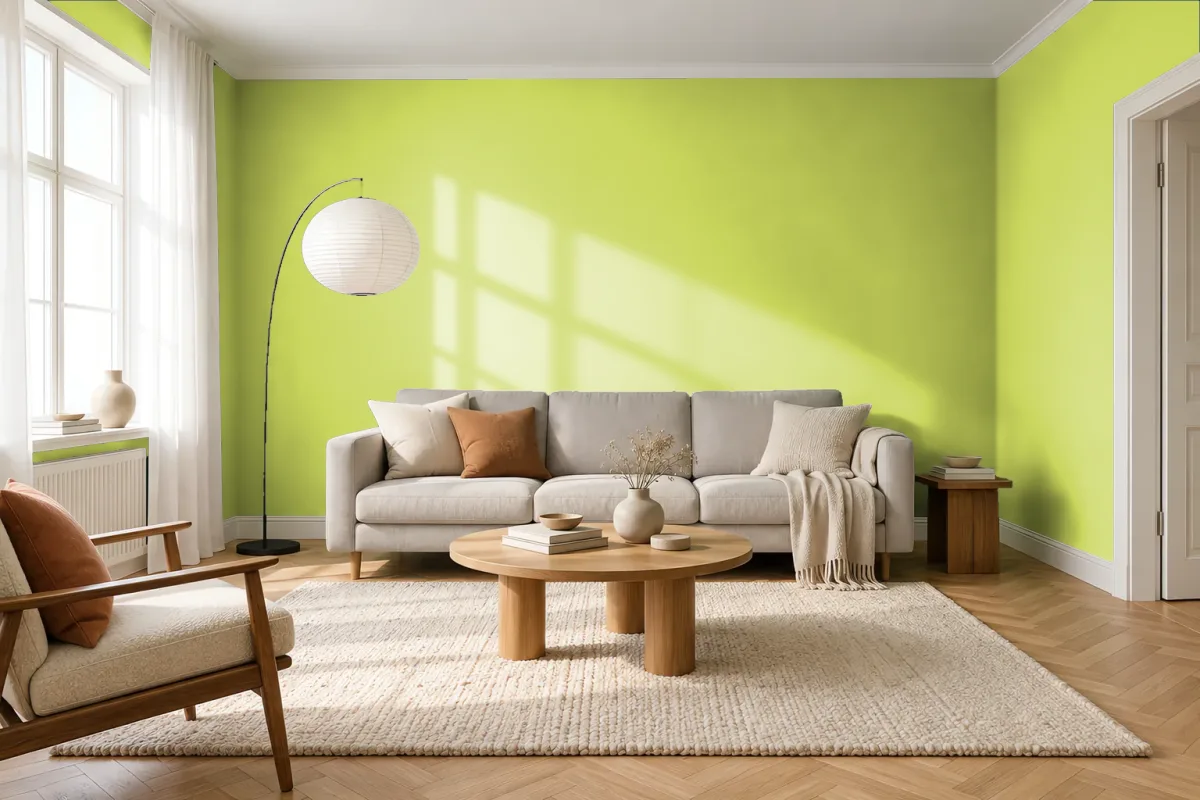 Краска NCS S 0560-G50Y — гостиная в скандинавском стиле