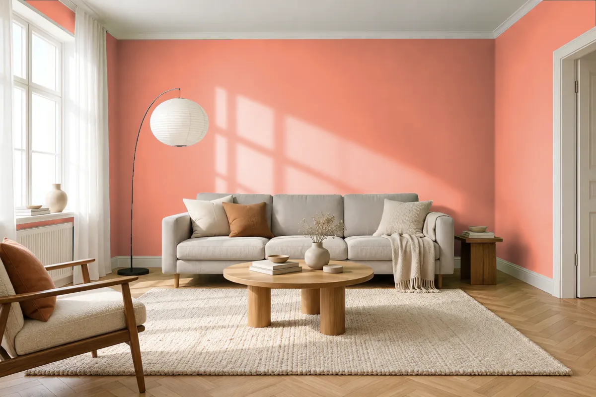 Краска NCS S 1050-Y70R — гостиная в скандинавском стиле