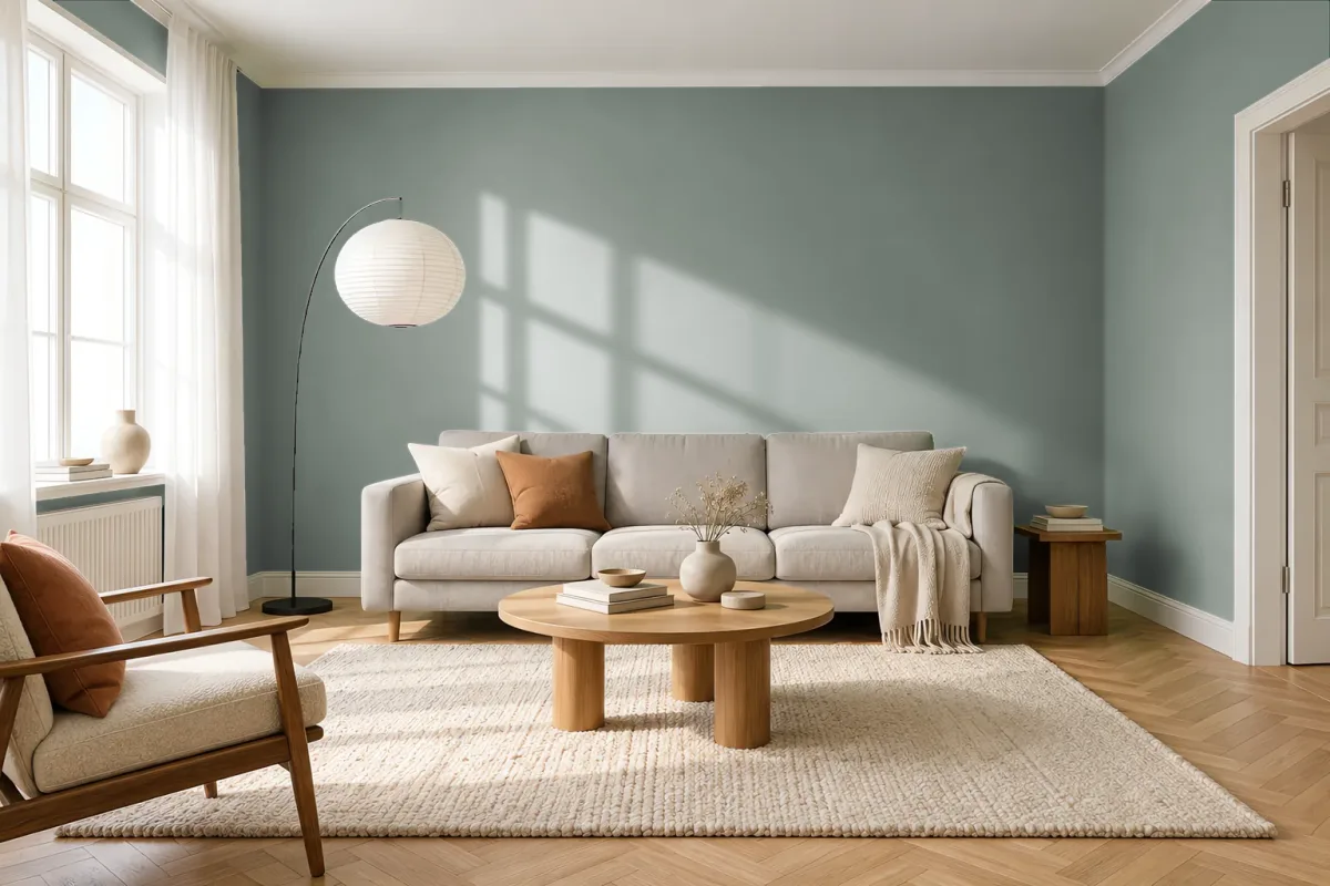 Краска Little Greene LG 304 Ambleside — гостиная в скандинавском стиле