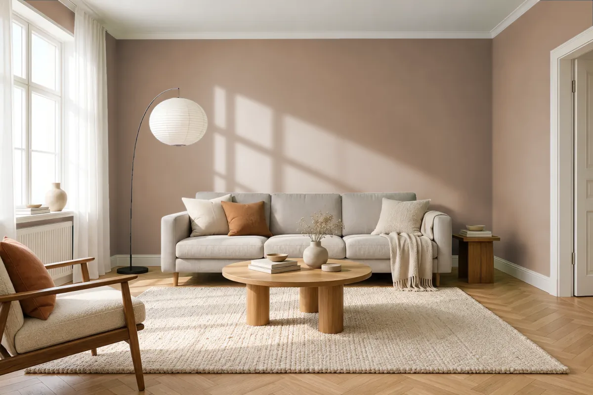 Краска Nuance NC23-0407 ирландский кофе — гостиная в скандинавском стиле