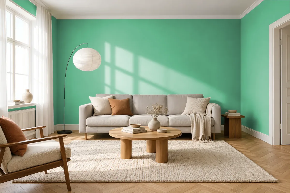 Краска PANTONE 16-6330 — гостиная в скандинавском стиле