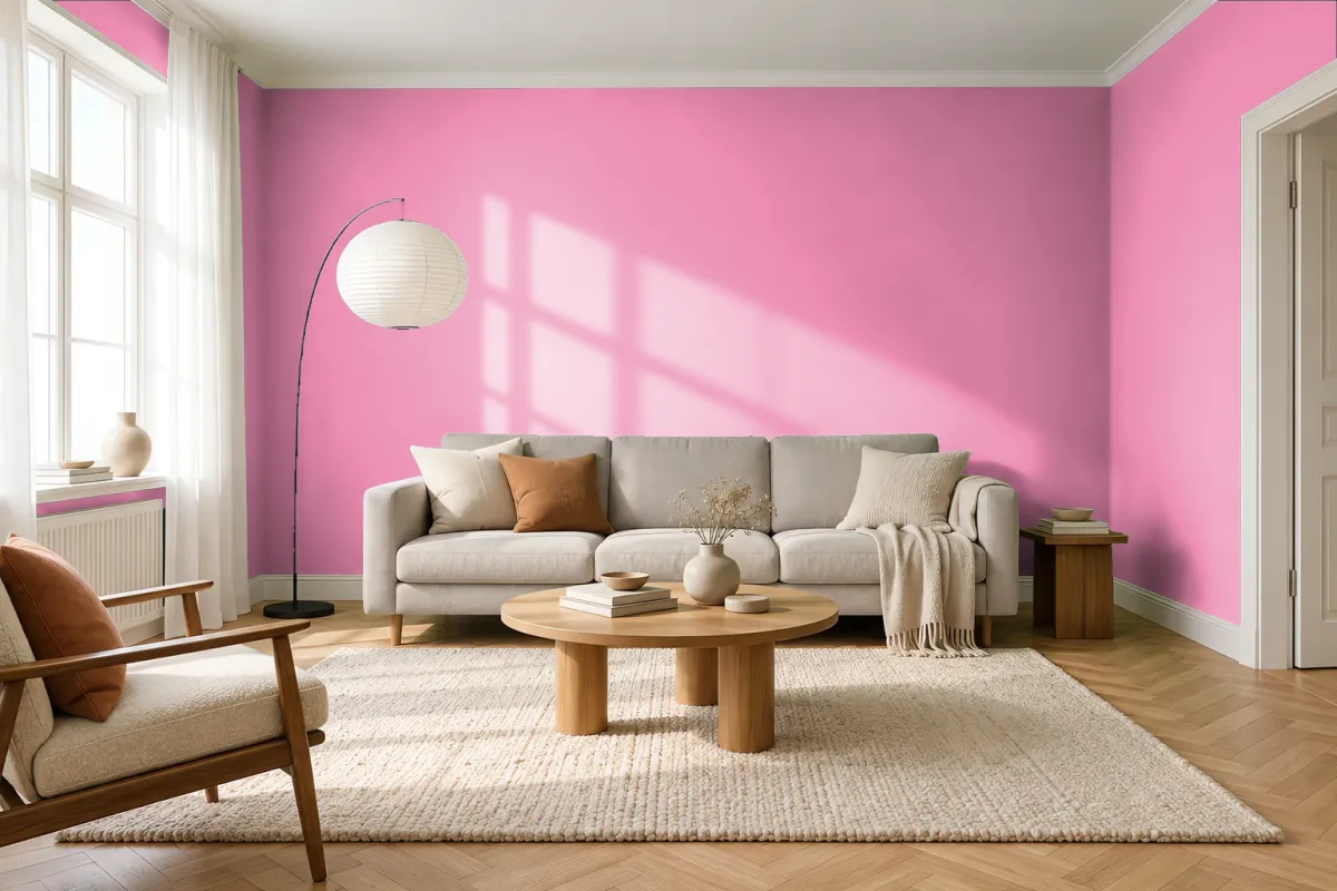 Краска PANTONE 15-2216 Sachet Pink — гостиная в скандинавском стиле
