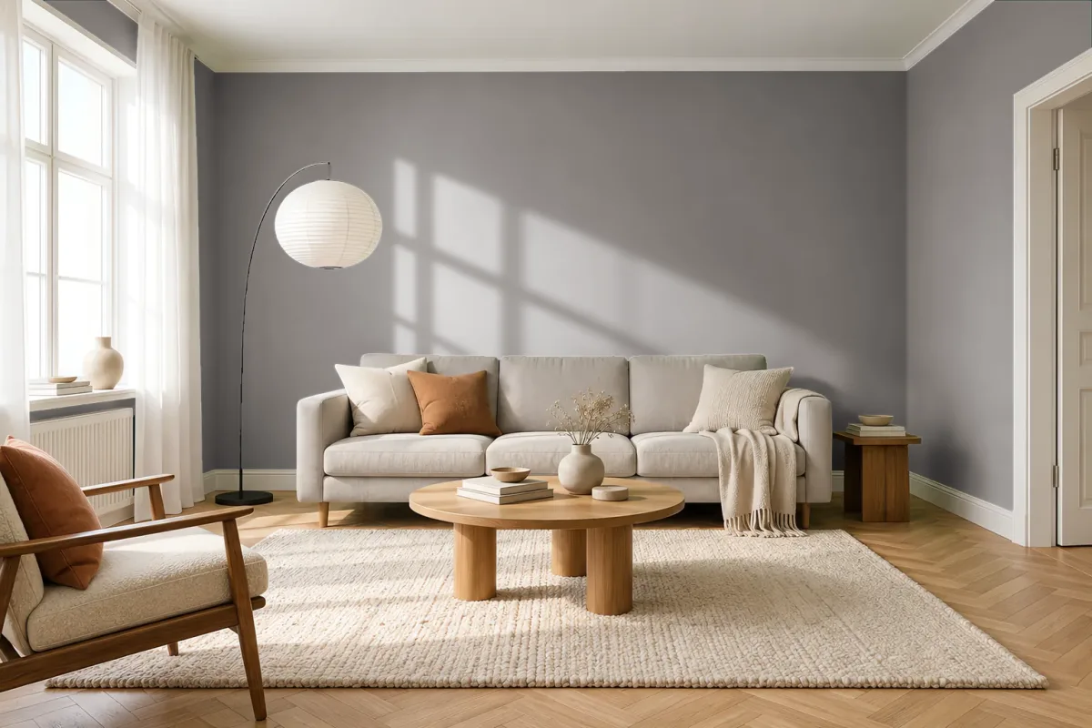 Краска PANTONE 18-1210 Driftwood — гостиная в скандинавском стиле