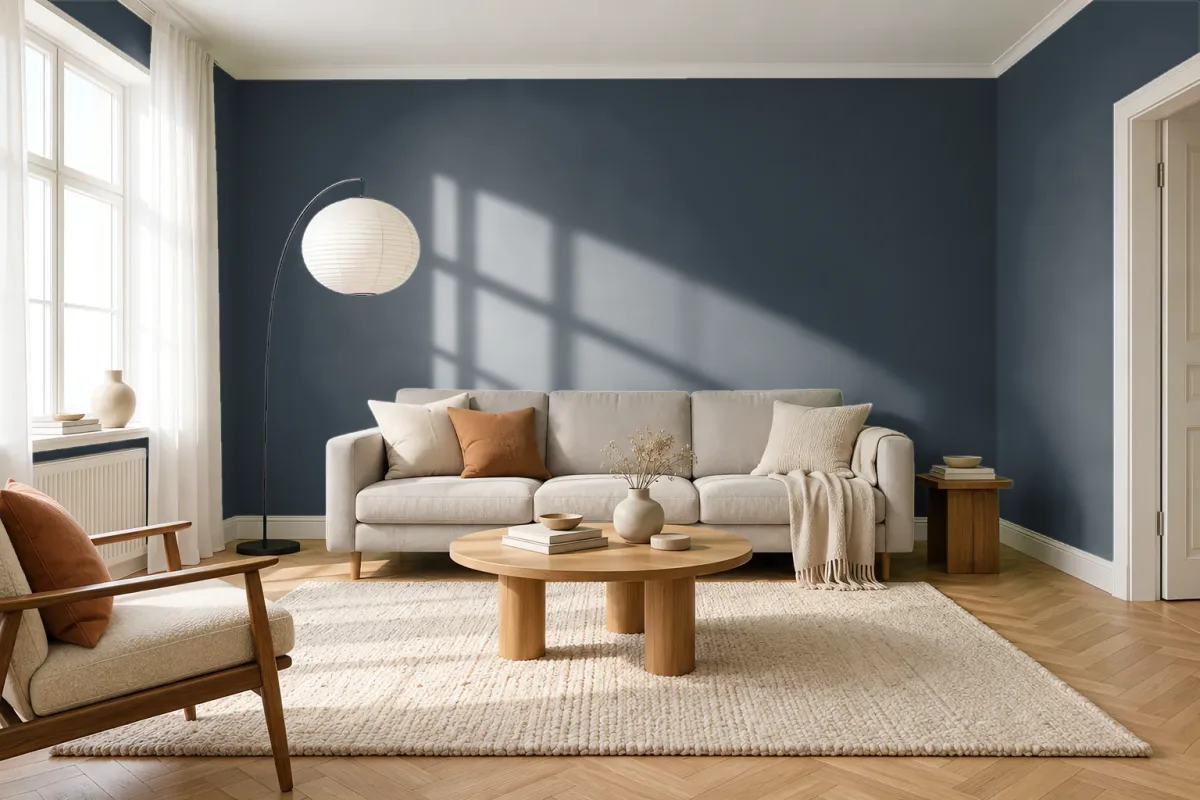 Краска Little Greene LG 221 Basalt — гостиная в скандинавском стиле