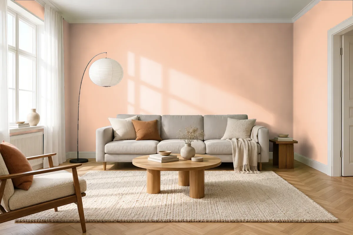 Краска PANTONE 13-1017 Almond Cream — гостиная в скандинавском стиле