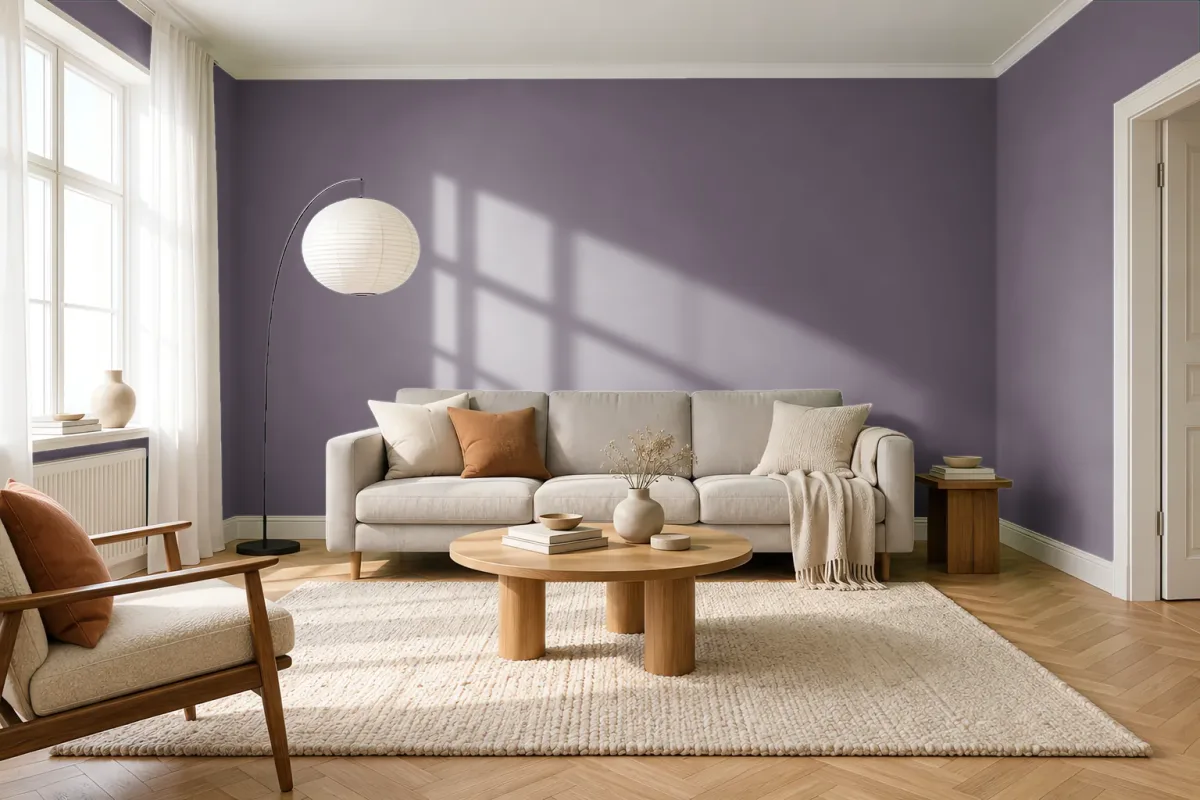 Краска PANTONE 18-1706 Black Plum — гостиная в скандинавском стиле