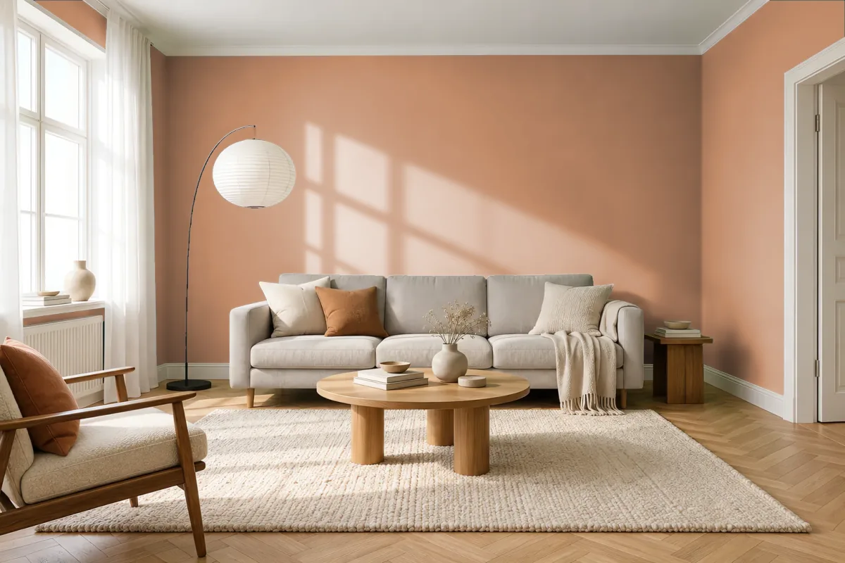Краска PANTONE 16-1341 Butterum — гостиная в скандинавском стиле