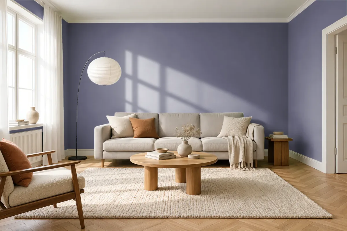 Краска PANTONE 18-3812 Cadet — гостиная в скандинавском стиле