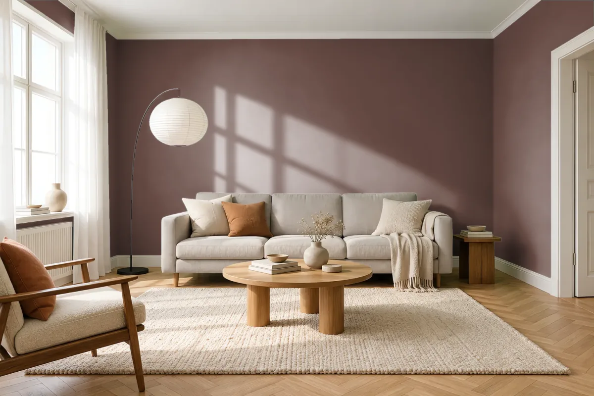 Краска PANTONE 19-1220 Cappuccino — гостиная в скандинавском стиле