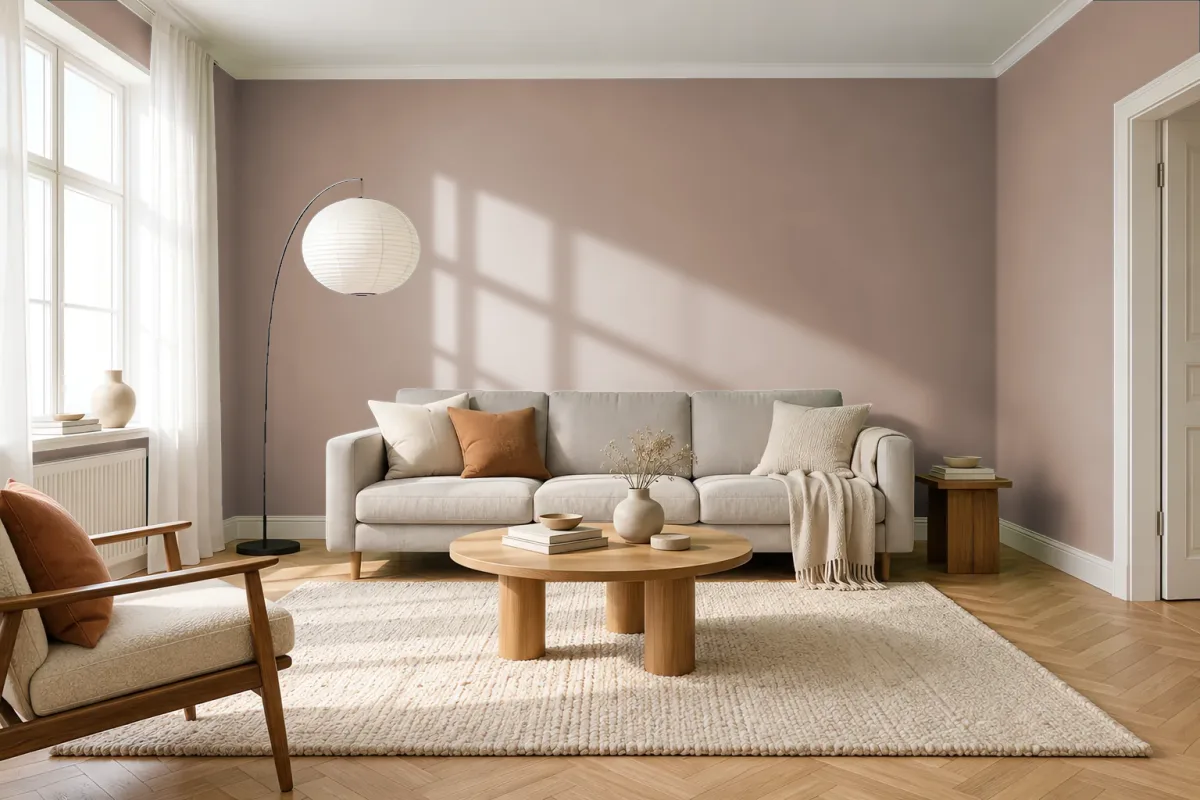 Краска PANTONE 16-1414 Chanterelle — гостиная в скандинавском стиле