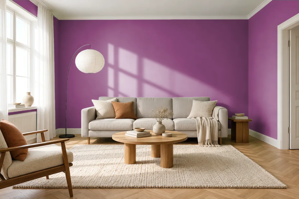 Краска PANTONE 18-2320 Clover — гостиная в скандинавском стиле