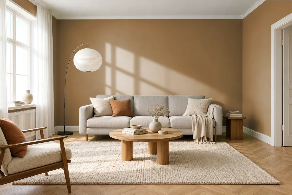 Краска PANTONE 18-0939 Cumin — гостиная в скандинавском стиле