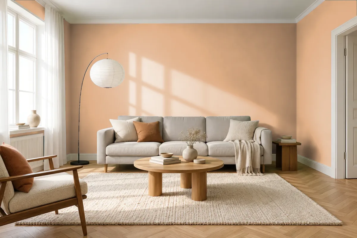Краска PANTONE 14-1127 Desert Mist — гостиная в скандинавском стиле