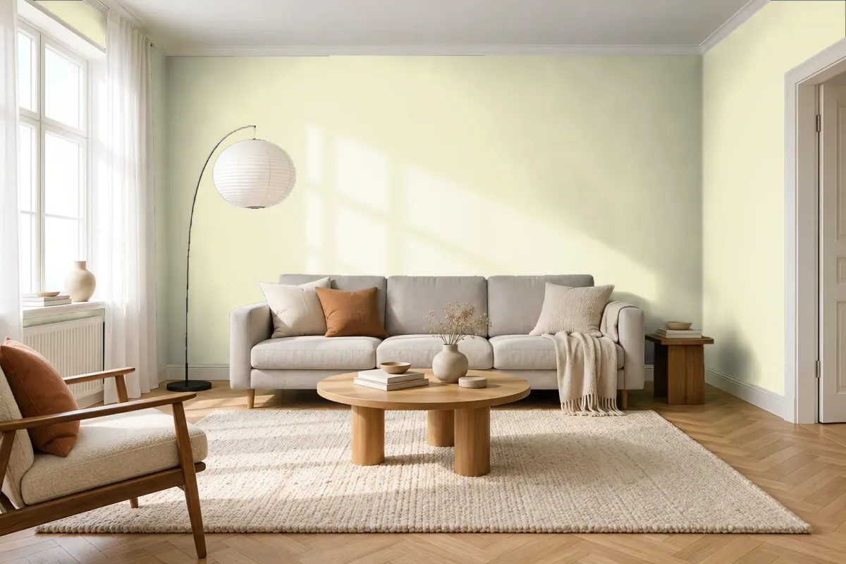 Краска PANTONE 11-0609 Ethereal Green — гостиная в скандинавском стиле