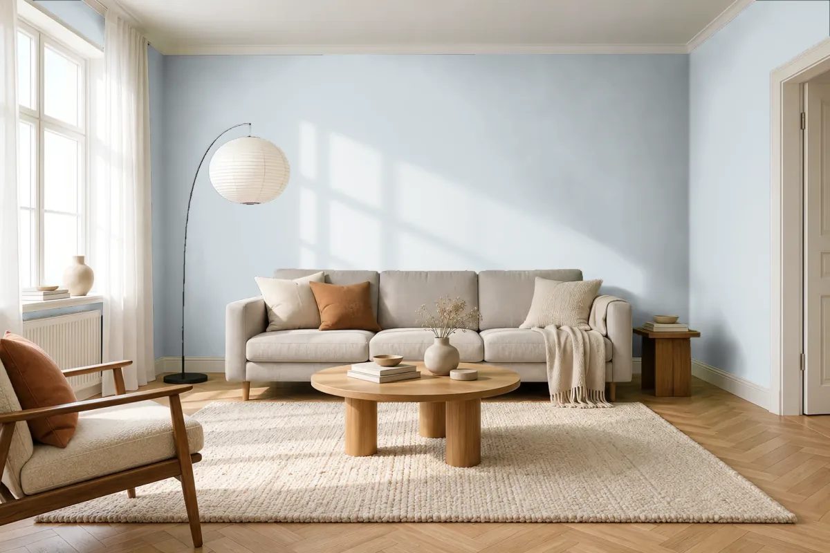 Краска Little Greene LG 183 Bone China Blue - Mid — гостиная в скандинавском стиле