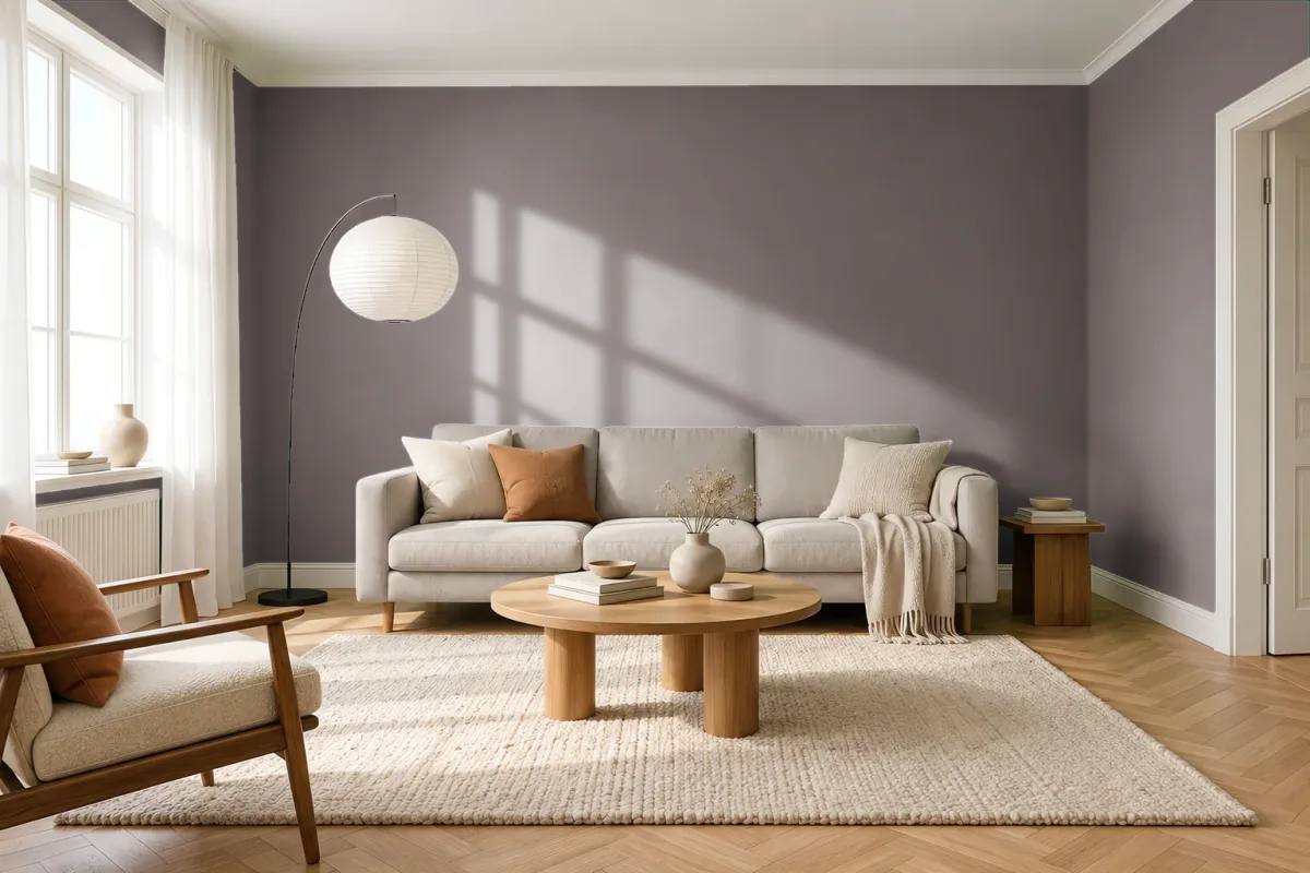 Краска PANTONE 18-1306 Iron — гостиная в скандинавском стиле