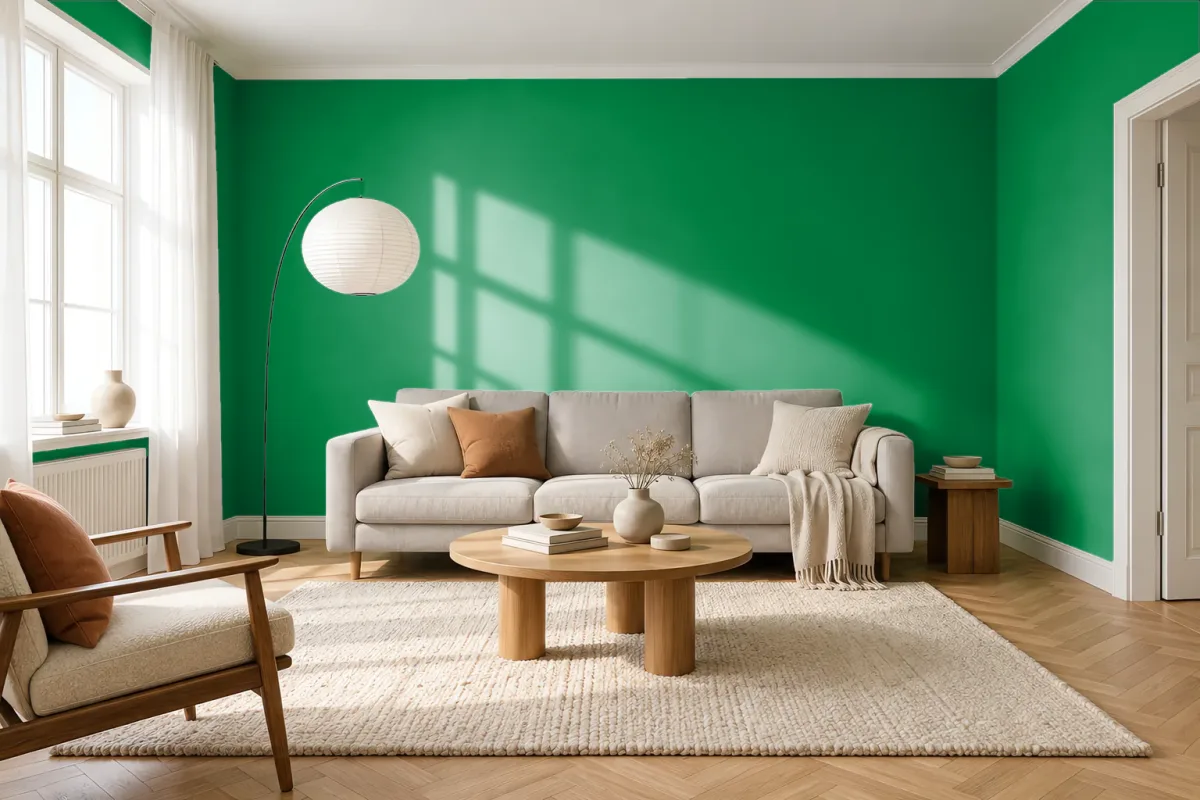 Краска PANTONE 17-6030 Jelly Bean — гостиная в скандинавском стиле