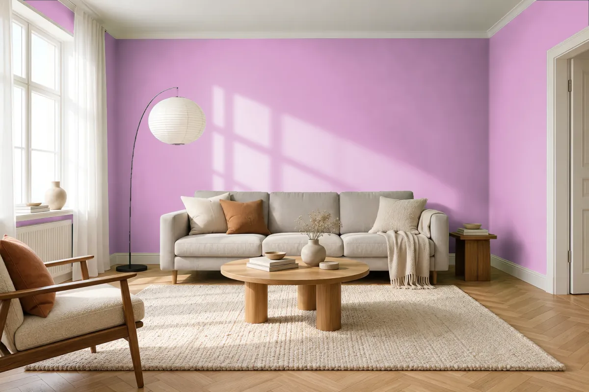 Краска PANTONE 15-2913 Lilac Chiffon — гостиная в скандинавском стиле