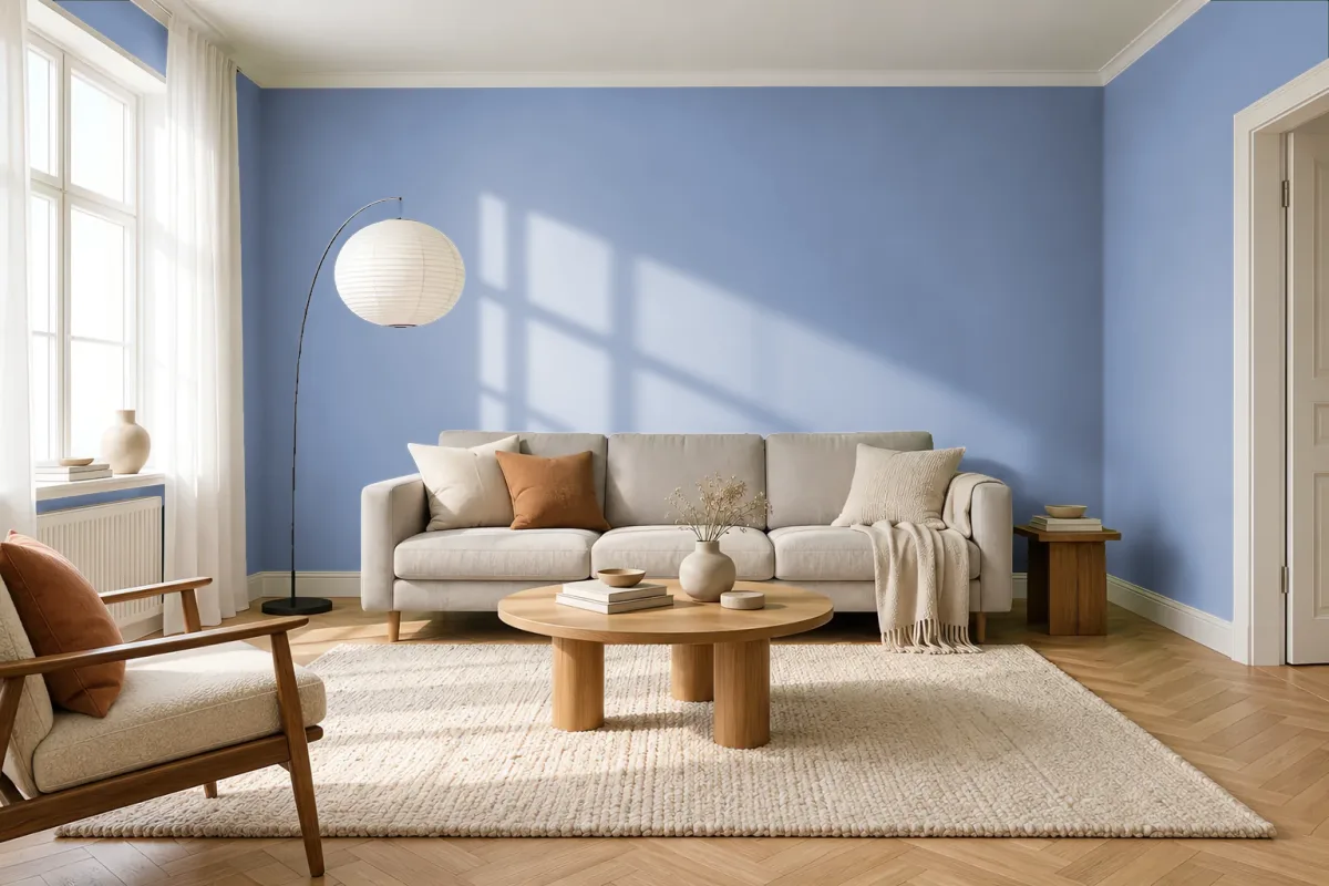 Краска PANTONE 17-3919 Purple Impression — гостиная в скандинавском стиле