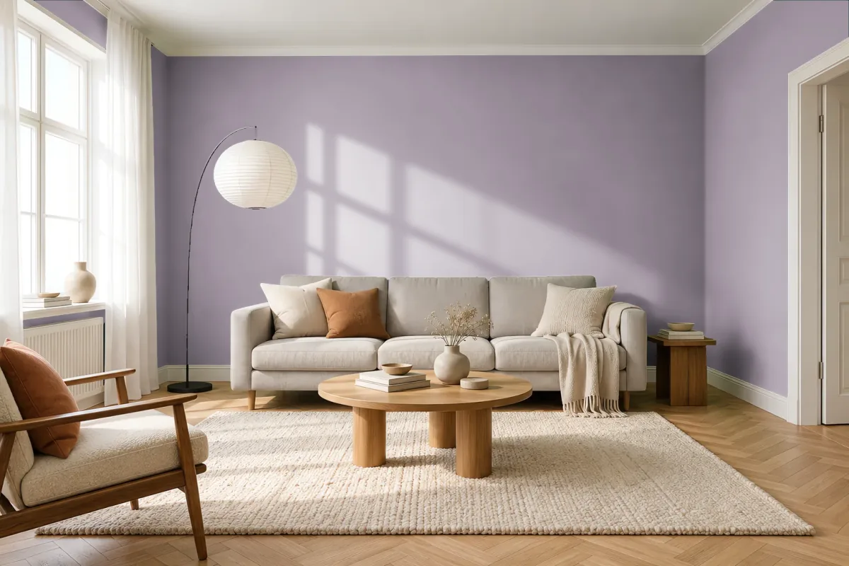 Краска PANTONE 16-3304 Sea Fog — гостиная в скандинавском стиле