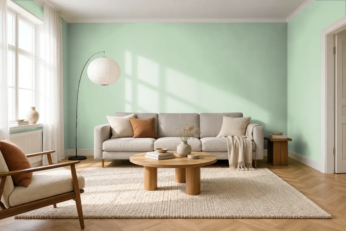 Краска PANTONE 13-6007 Spray — гостиная в скандинавском стиле