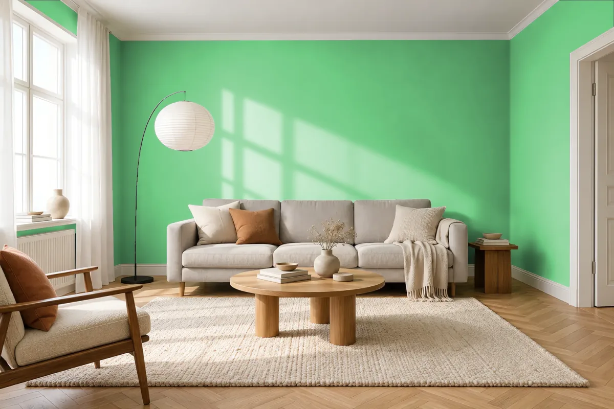 Краска PANTONE 14-6340 Spring Bouquet — гостиная в скандинавском стиле