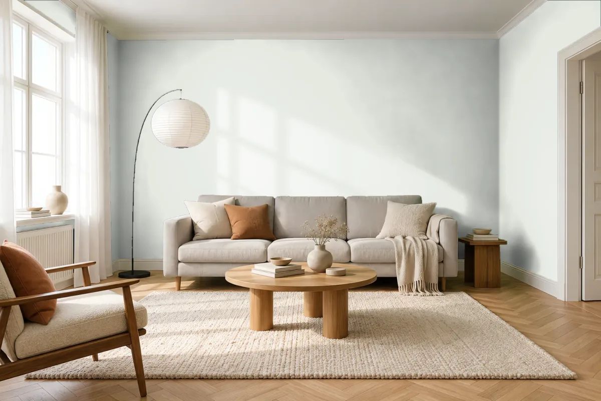 Краска PANTONE 11-4802 Summer Shower — гостиная в скандинавском стиле