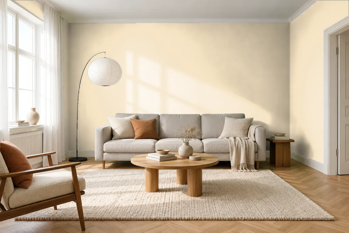 Краска PANTONE 12-0712 Vanilla — гостиная в скандинавском стиле