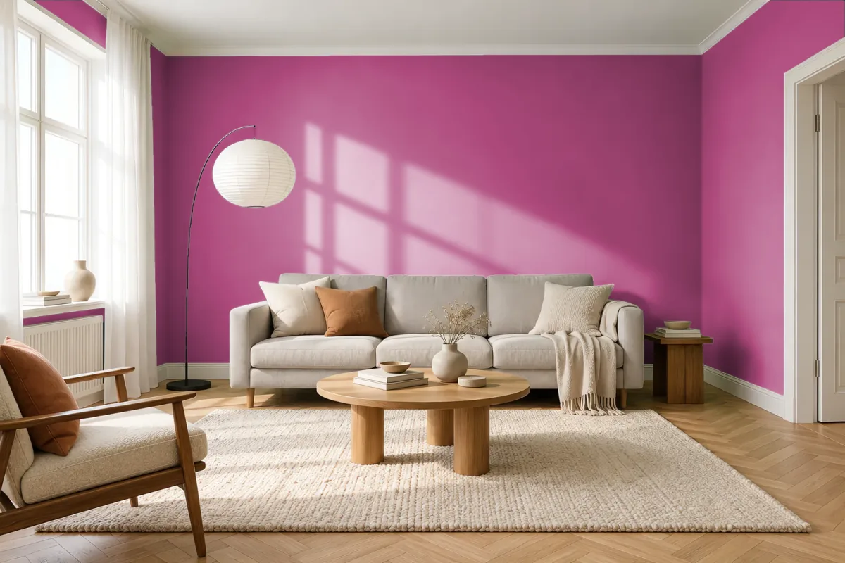 Краска PANTONE 18-2336 Very Berry — гостиная в скандинавском стиле