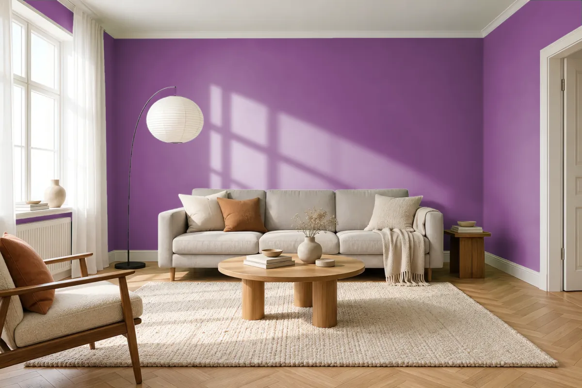 Краска PANTONE 18-3120 Willowherb — гостиная в скандинавском стиле