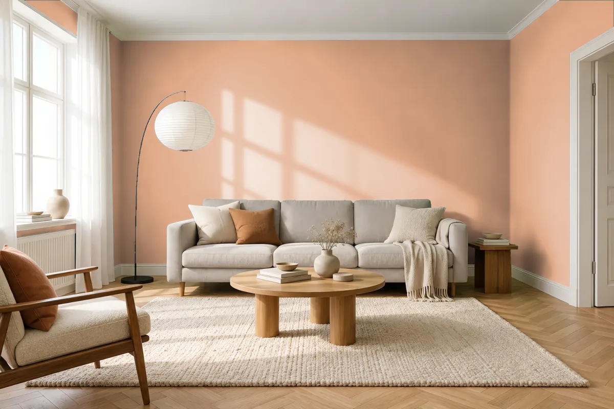 Краска PANTONE 721 C — гостиная в скандинавском стиле
