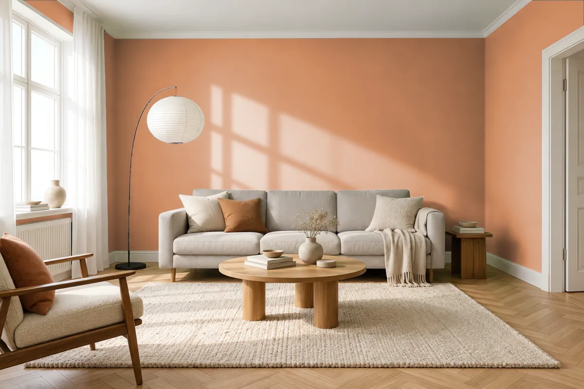Краска PANTONE 722 C — гостиная в скандинавском стиле