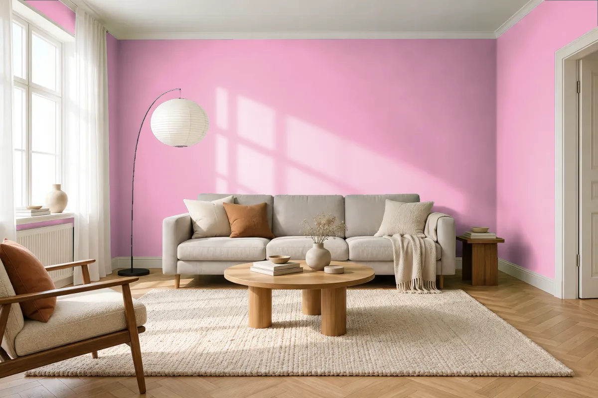 Краска PANTONE 1905 C — гостиная в скандинавском стиле