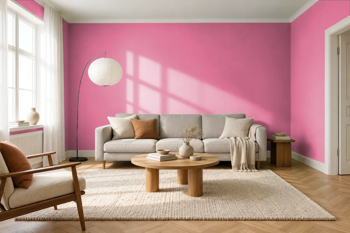 Краска PANTONE 7423 C — гостиная в скандинавском стиле
