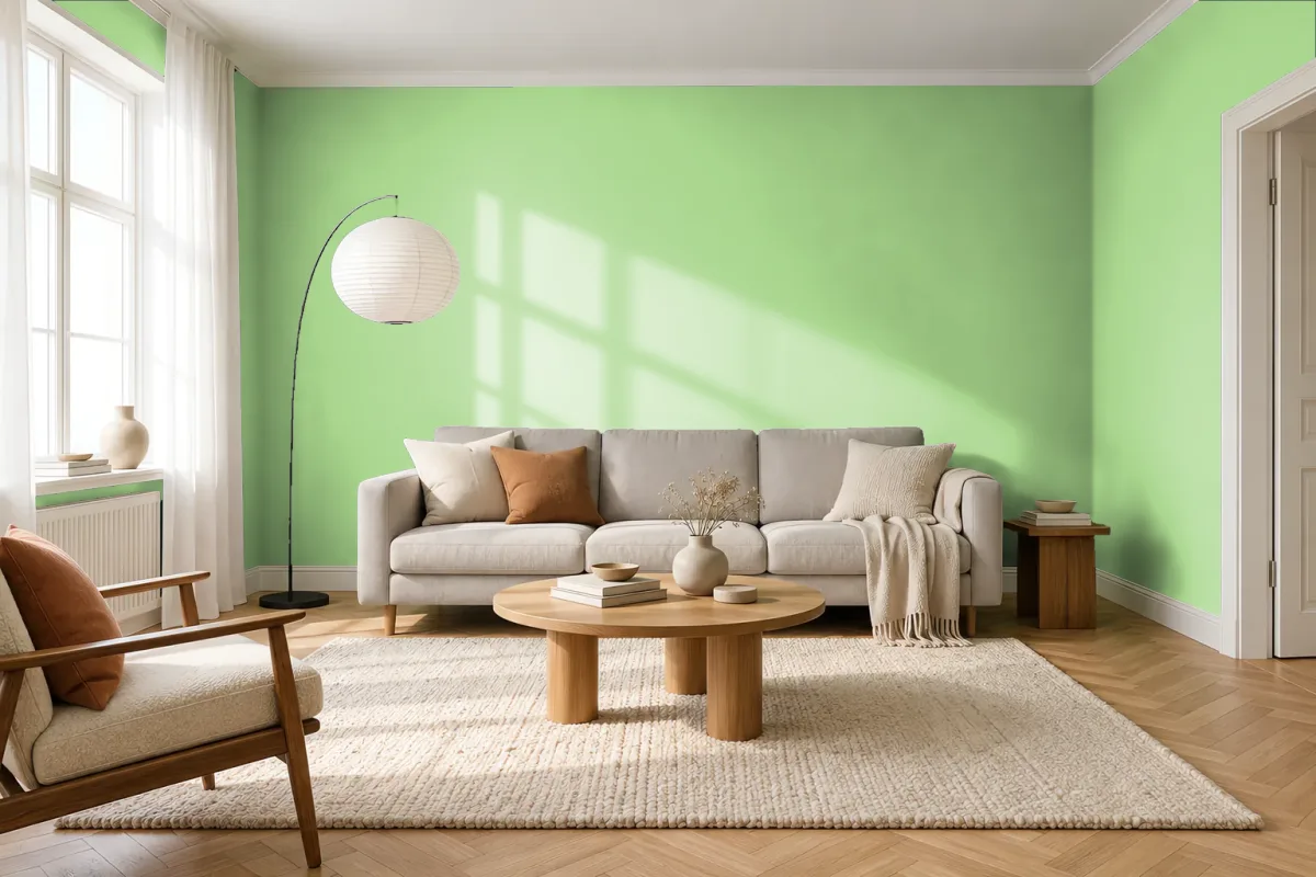 Краска PANTONE 359 C — гостиная в скандинавском стиле