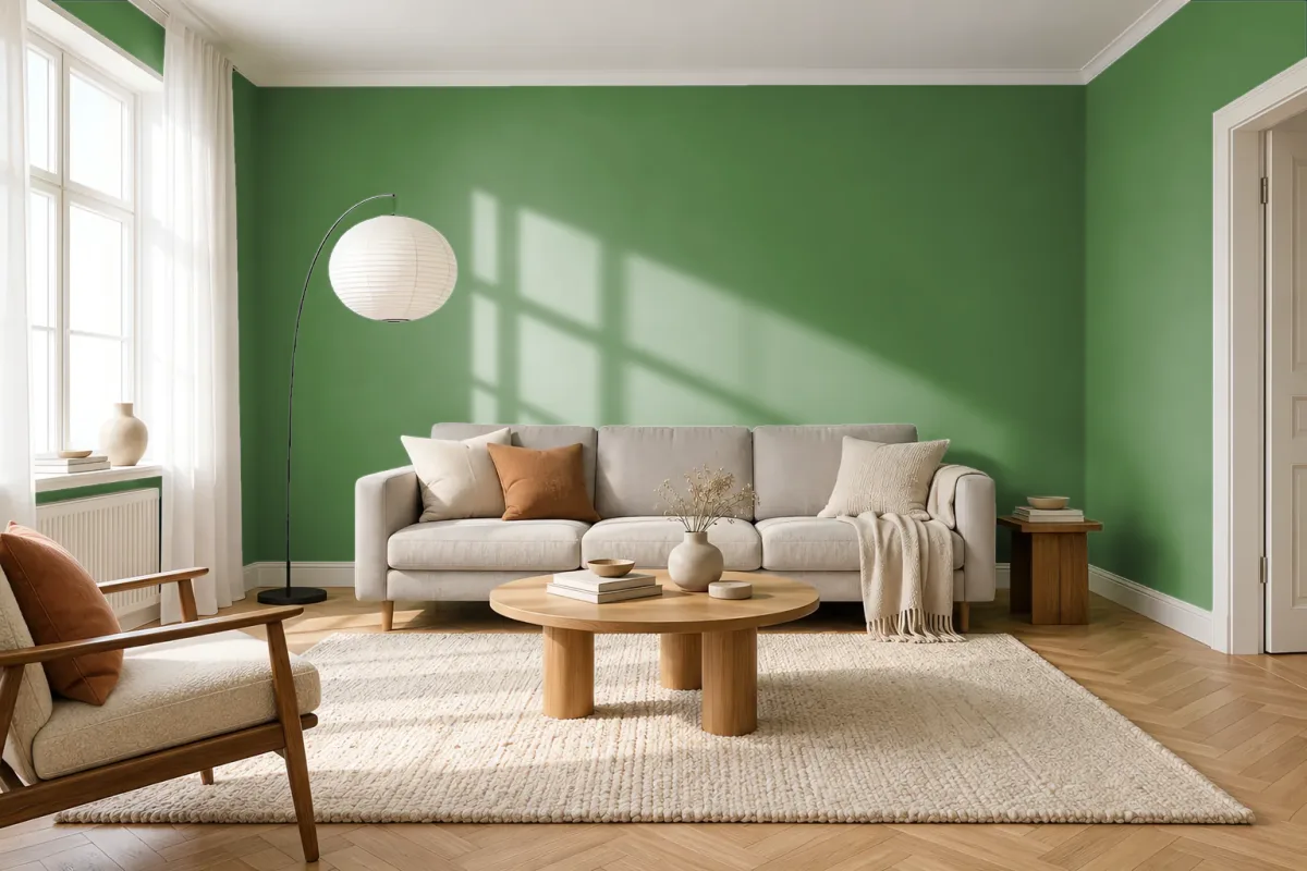 Краска PANTONE 364 C — гостиная в скандинавском стиле
