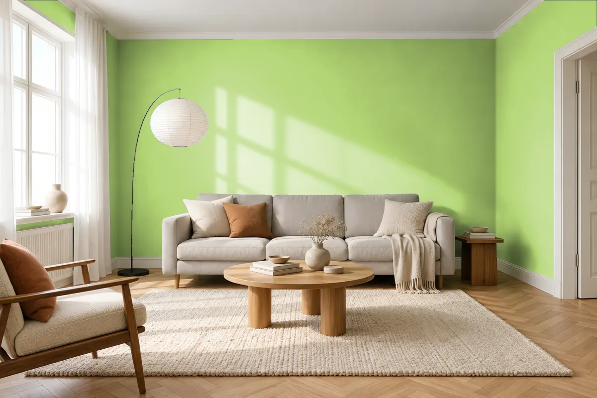 Краска PANTONE 367 C — гостиная в скандинавском стиле